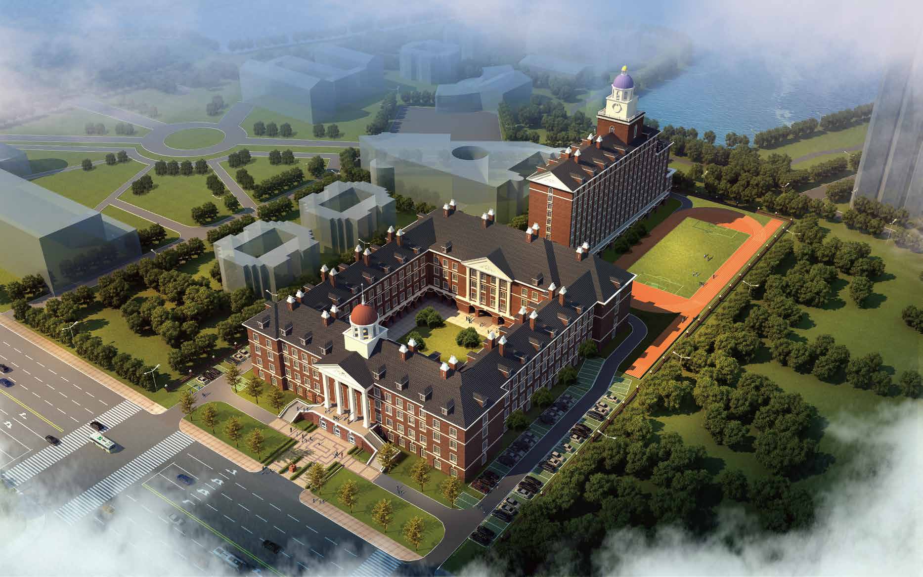 武汉开明中学校园庭院